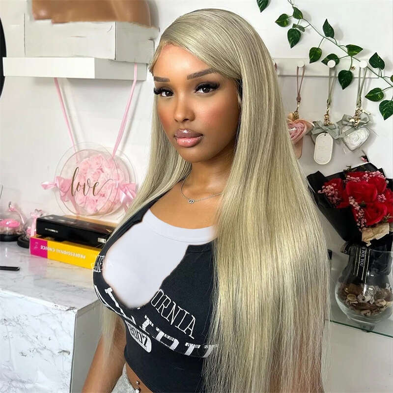 Ash Lace Front 13X4 Straight Human 13X6 HD Transparent Ombre Blonde Wig Brazilian Hair Preplucked For Women