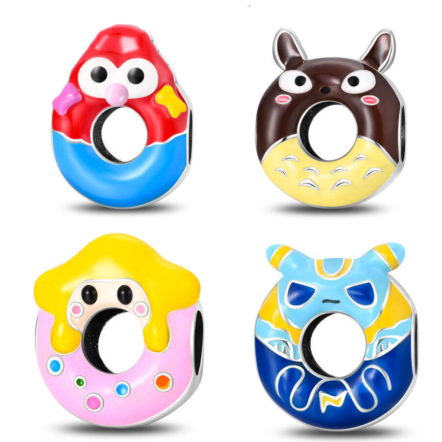 New 925 Sterling Silver Charm Colorful doughnut Beads Fit Charms Silver 925 Original Bracelet DIY Jewelry Making For women Gifts