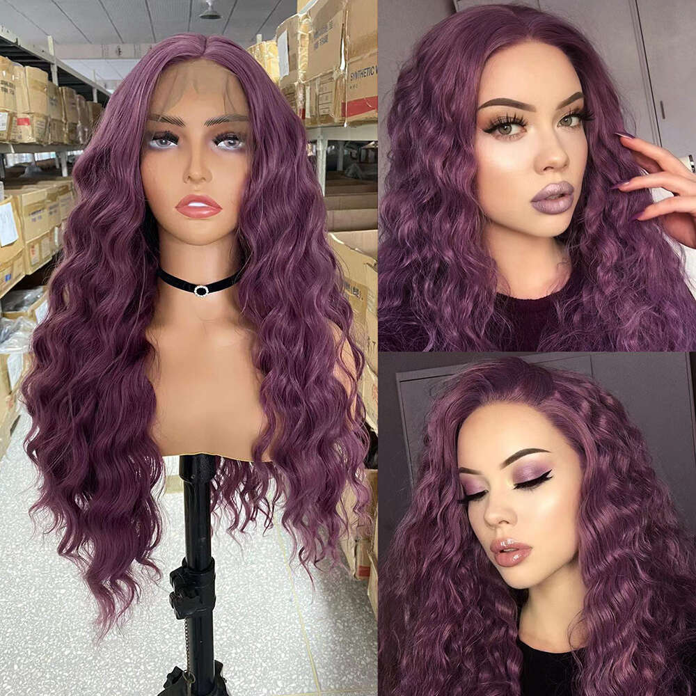 AIMEYA Green Pink Purple Synthetic Lace Front Wigs For Women Body Wave Heat Resistant Natural Haire Daily Use Cosplay Wig