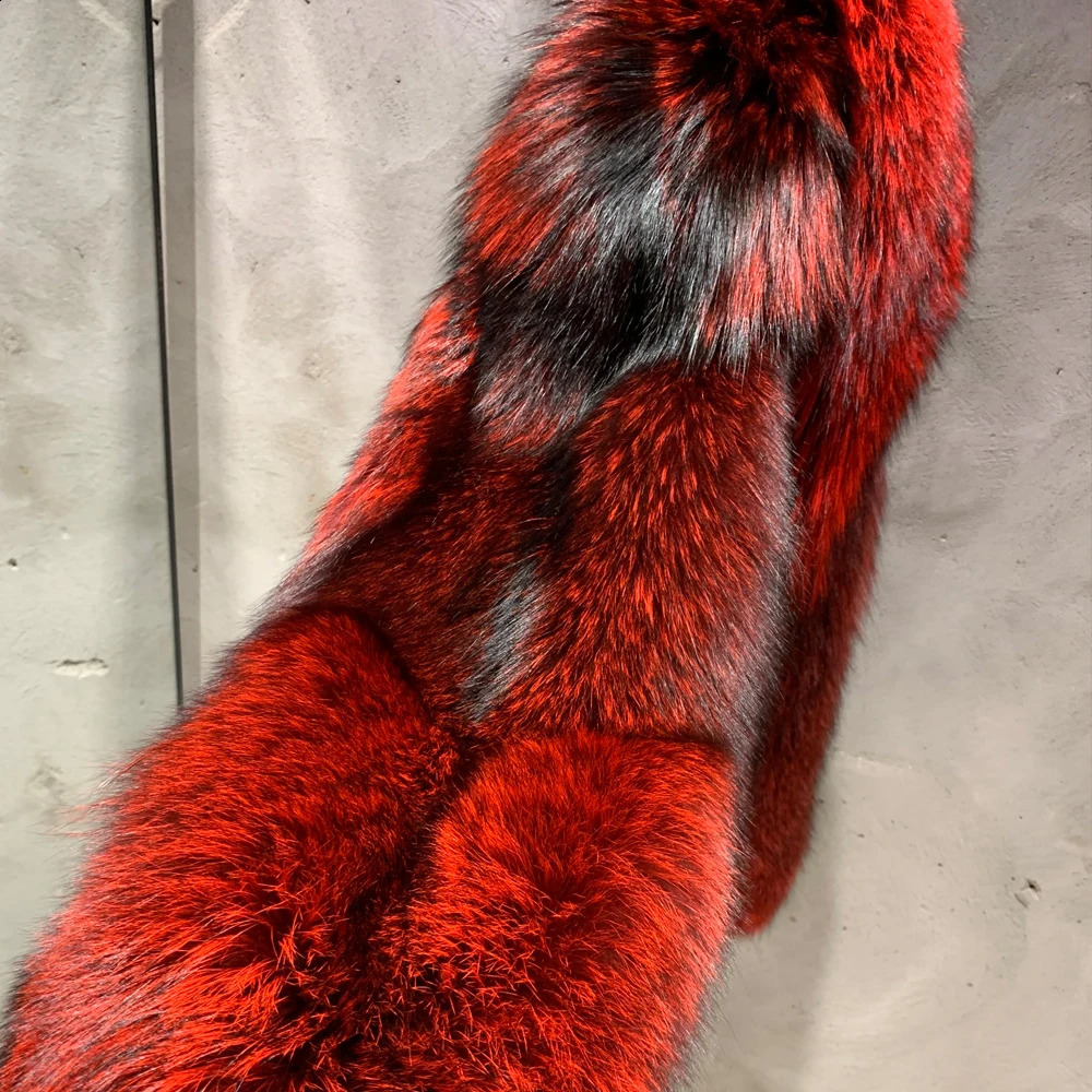 Silver Fox Fur Coat Real Fox Fur Coat Long Sleeve Natural Fox Cloth Turn Down Collar W1899 240905