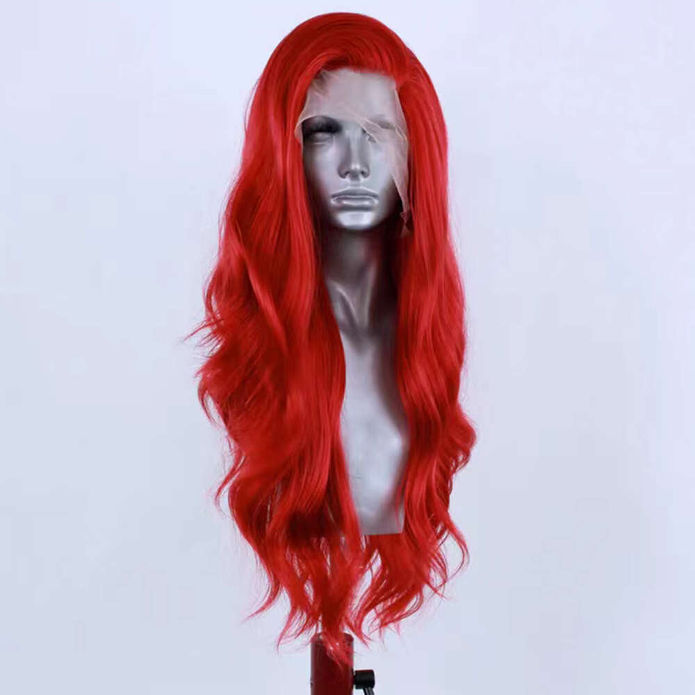 AIMEYA Hot Red Lace Front For Women Girls Long Natural Wave Synthetic Wig Soft Heat Resistant Hair Daily Use Cosplay Wigs