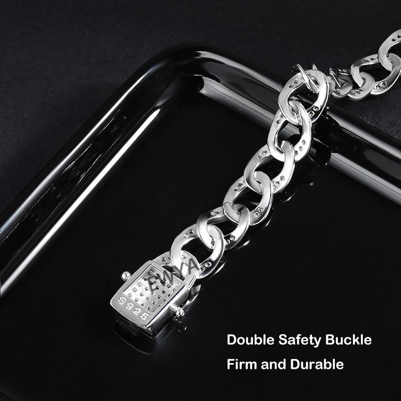 EWYA Full 12mm D Colored Silica Cuban Link Bracelet Suitable for Men and Women S925 Silver Pass Diamond Test 8mm Watch 240912