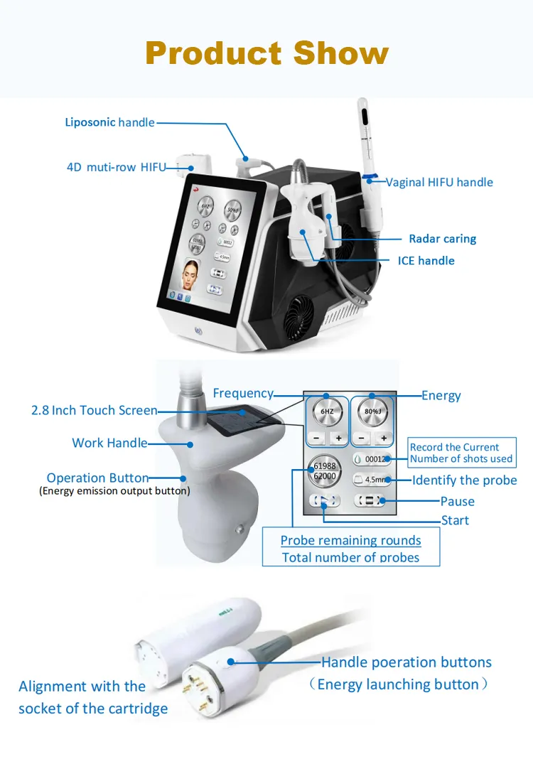 6 in 1 12D HIFU Non-Invasive Face Lift Skin Tightening Vaginal Tightening Smas Facial Treatment HIFU Machine