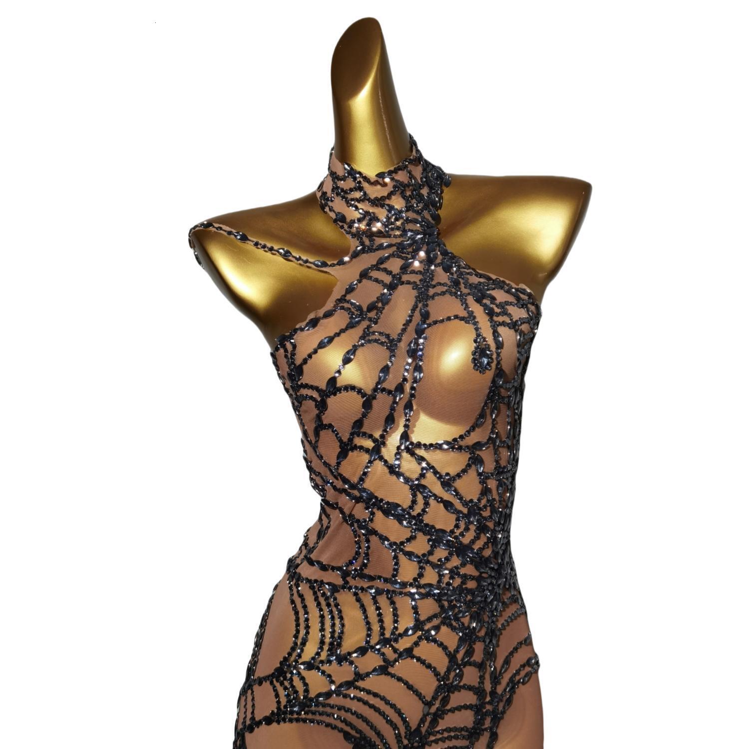 Sparkly Dias Stretchy Jumpsuit Women Performance Dance Costume Sleeveless Rompers Party Birthday Outfit Stage Wear Zhuwang