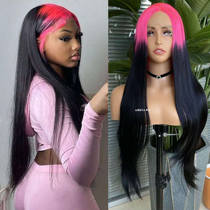 AIMEYA Hot Pink Ombre Color Lace Front For Women Synthetic Daily Use Cosplay Costume Party Wig