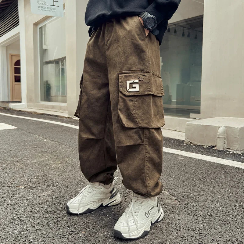 Children Cargo Pants Boys Spring Autumn Casual Pants Kids Cotton Long Trousers Teenagers Clothing Sweatpants 6 8 10 12 14 Years 240906