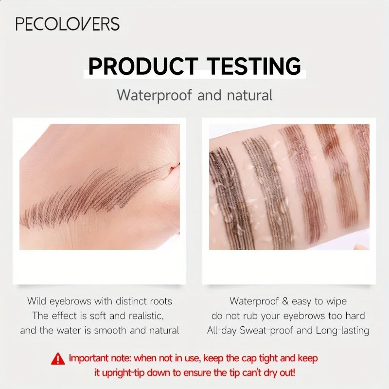 6 Colors 1pc Eyebrow Pen Waterproof 4 Split Tip Eyebrows Pen Eyebrow Tattoo Pen Waterproof Liquid Black Eyebrow Makeup Pencil 240914