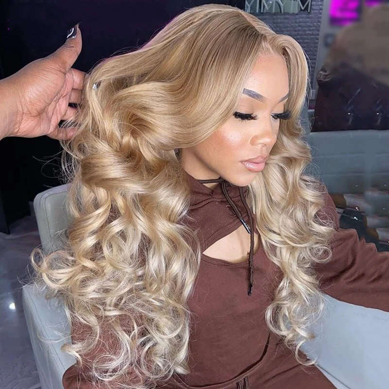 13X6 Highlight HD Lace Frontal Wigs For Women Body Wave Human Hair Pre Plucked 13X4 Honey Blonde Huamn Hairlace Front Wig