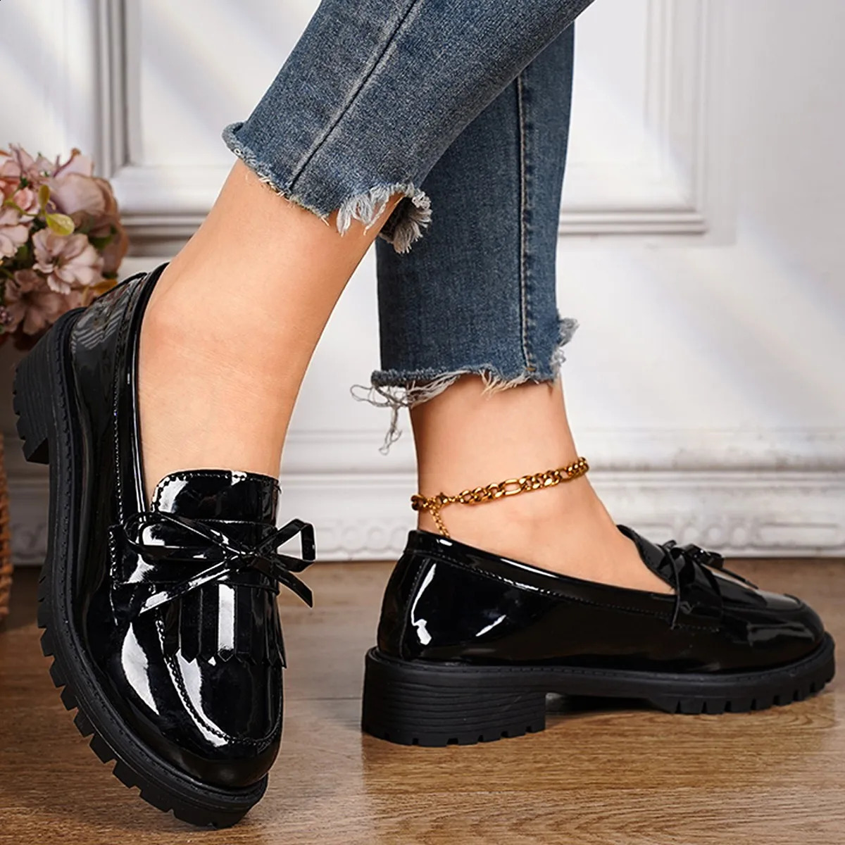 Womens Summer Platform Shoes British Tassel Leisure Apartment Mary Jane Shoes Womens Walking Shoes Zapatos De Mujer 240914