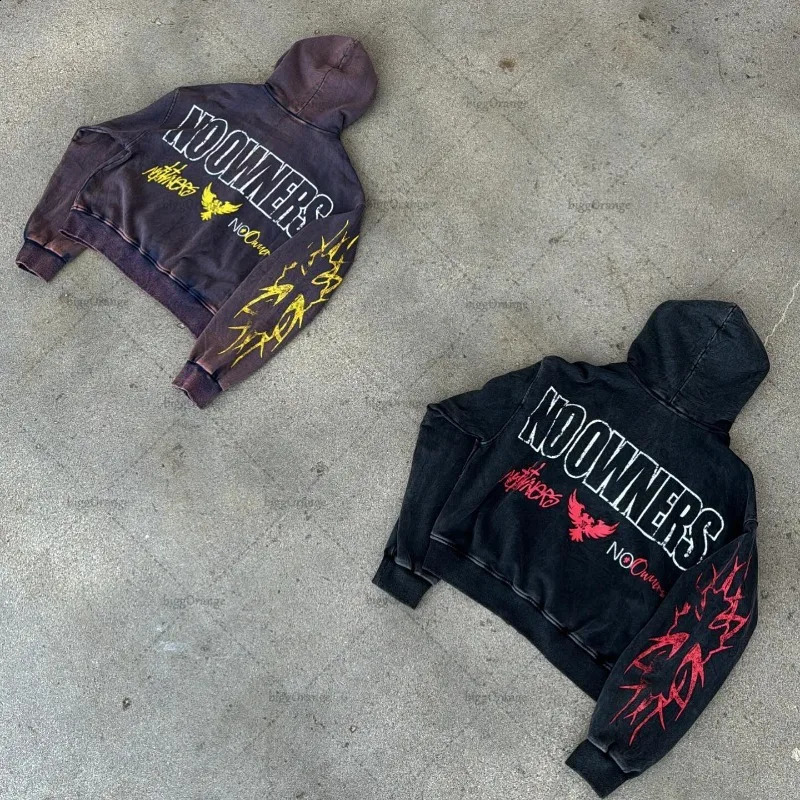 European and American High Street Trend Jacket Y2K Harajuku Retro Printed Zipper Hoodie Women Casual Oversized Sweatshirt 240906