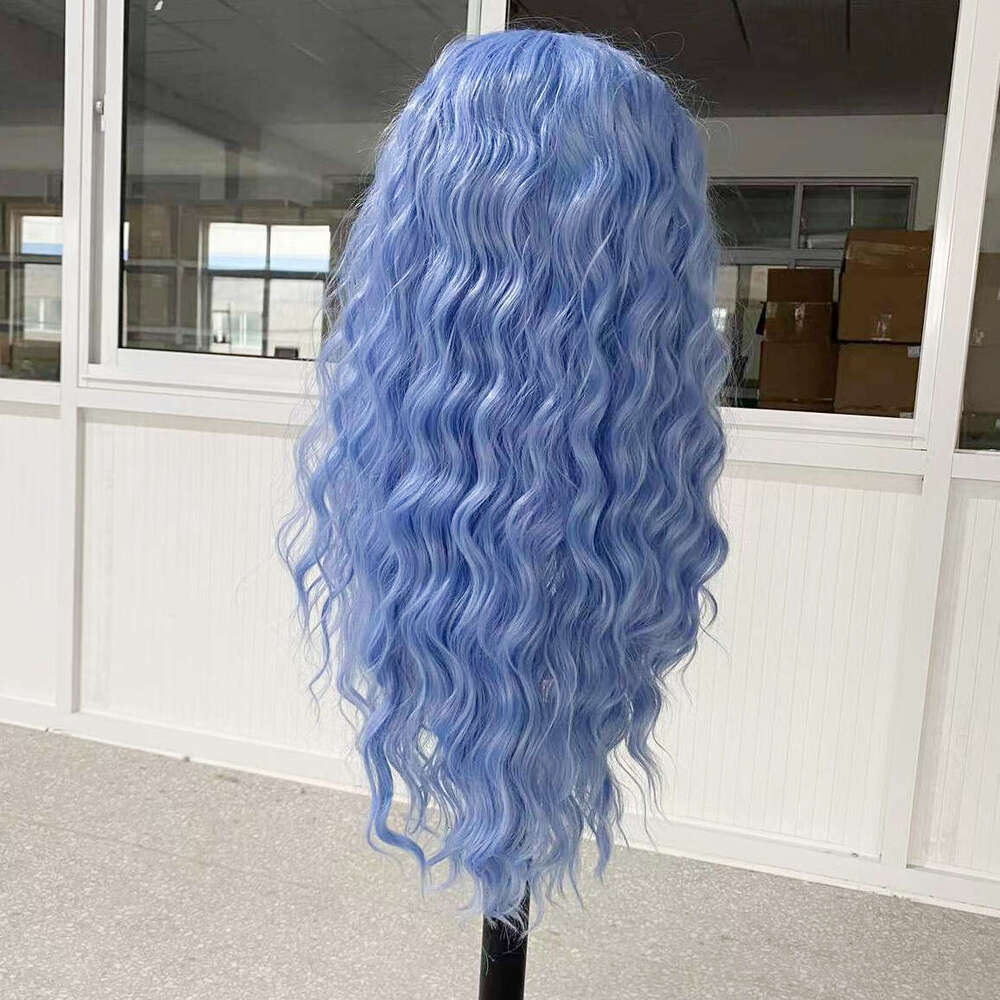 AIMEYA Light Blue Synthetic Lace Front For Women Heat Resistant Fiber Cosplay Wigs Natural Haire Loose Wave Wig