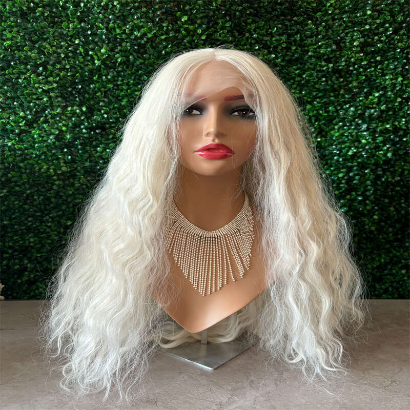 Soft Preplucked Ash Blonde White 26Inch 180 Density Straight Lace Front Wig Synthetic With Baby Hair Glueless Daily Wear Wigs