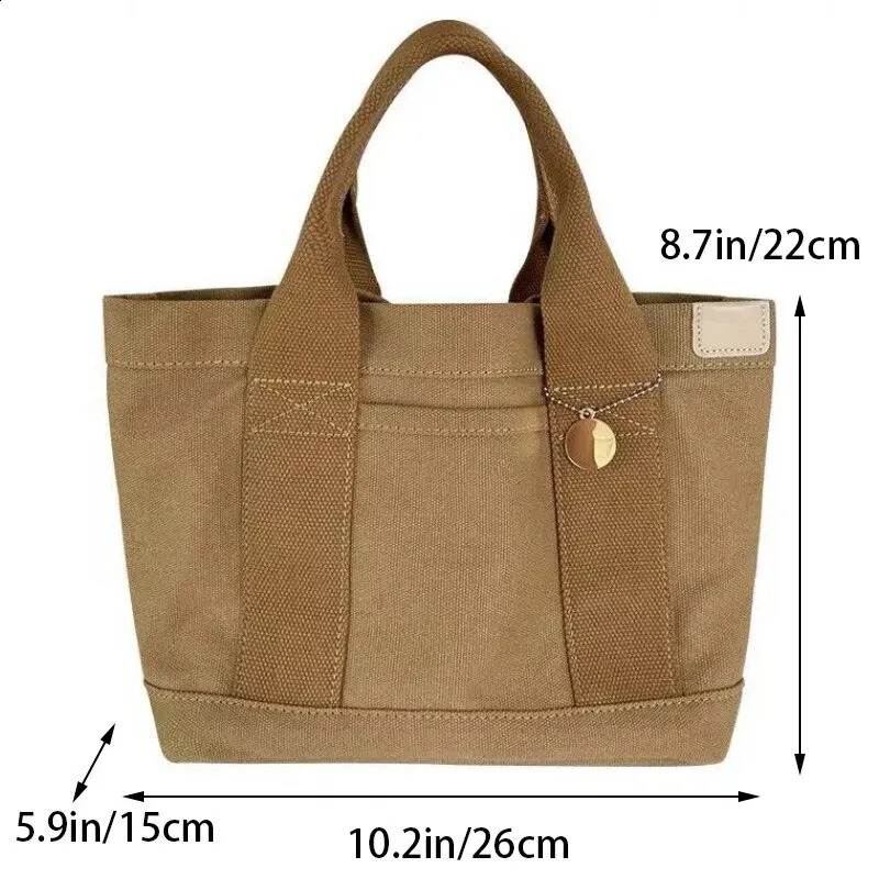 Daily Lunch Bag Practical Large Capacity Handbag Canvas For Women Shopping With Badge Student Book Pocket 240914