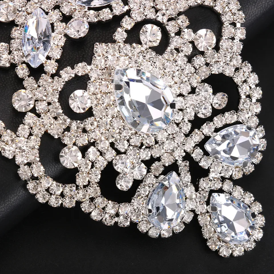 GLAMing Exaggerated Colorful Rhinestone Drop Earrings Wedding Bridal Jewelry Women Party Crystal Oversize Long Dangle Earrings 240914