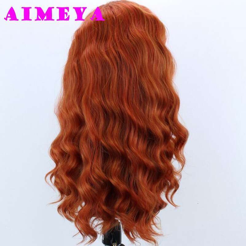 AIMEYA Ginger Orange Long Body Wave Synthetic Front Natural Haire Heat Resistant Daily Wear Cosplay Lace Wig