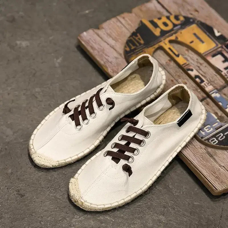 Shoes Men Hemp Fisherman Breathable Espadrilles Flats Solid Moccasins Casual Shoes Men Zapatos De Hombre 240911