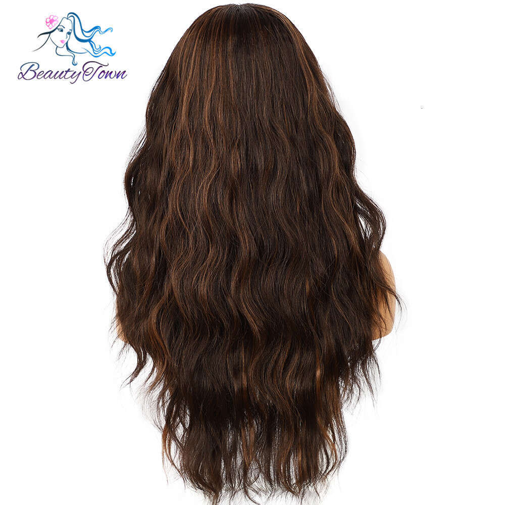Synthetic Water Wave Jbrown Easywear Headband Scarf Wig For Women Daily Wedding Party Travel Holidays 2 Free Bands Gift