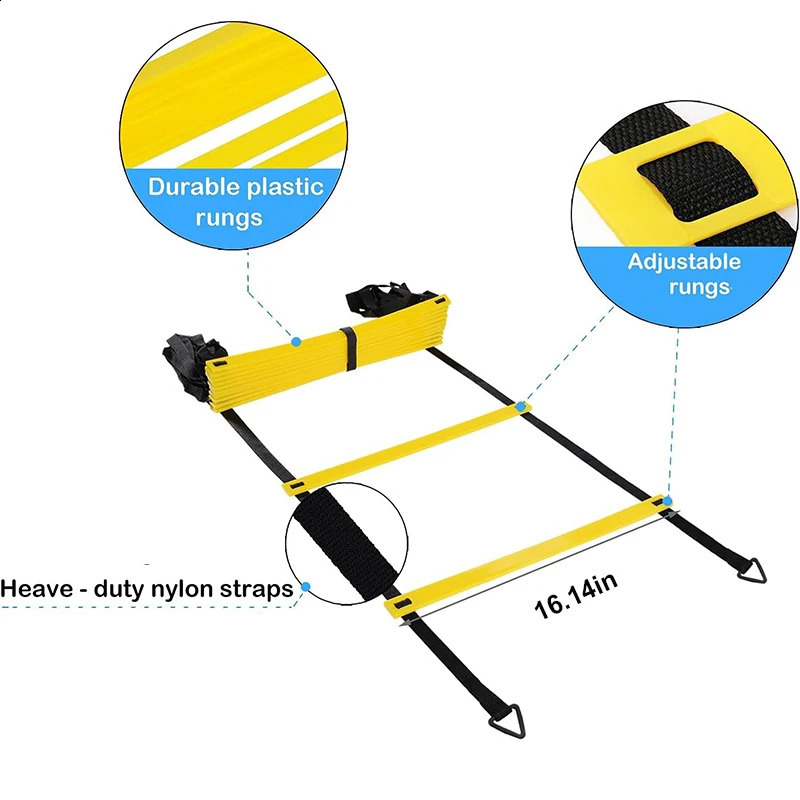 6M 12 Rung Speed Agility Ladder Training Set Field Cones Resistance Parachute Footwork Sport Soccer Football Training Equiment 240914
