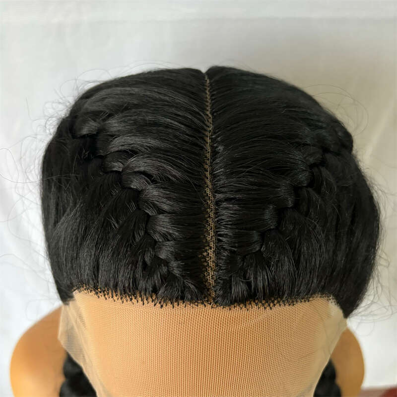 Synthetic Front 360 Lace Cornrow Braided Wigs With Baby Hair Knotless 30 Inches Braid Wig For Black Women