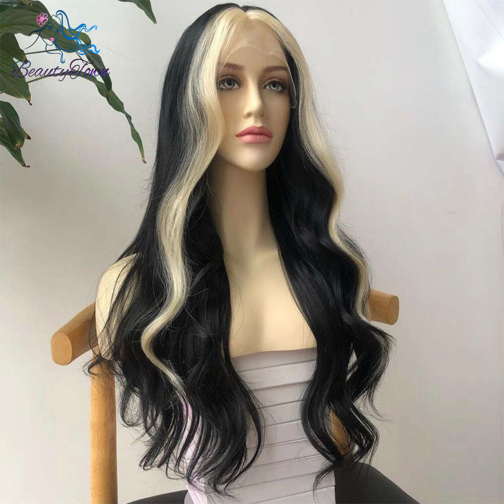 613 Blonde Colored Synthetic Front Red Blue Brown Ginger HD Transparent Lace Frontal Body Wave Cosplay Wig