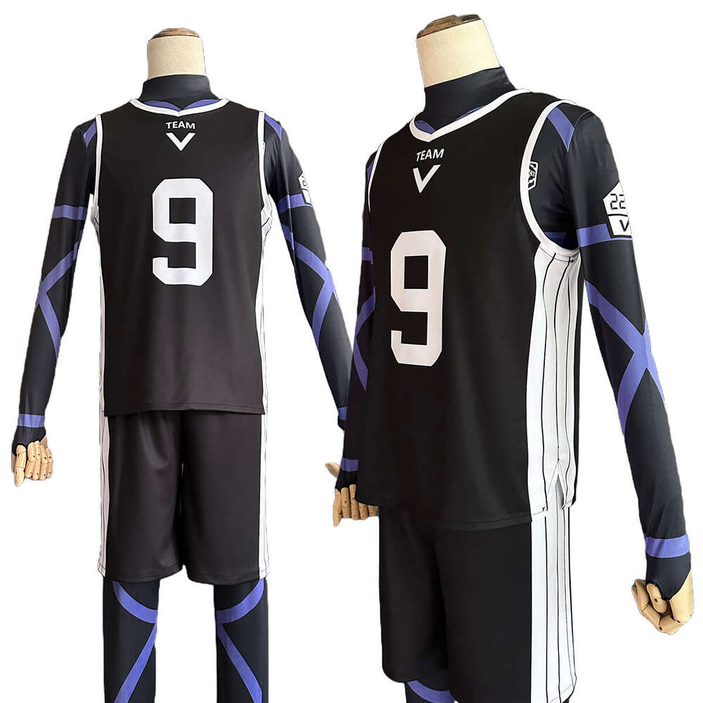 HOLOUN Blue Lock Anime Reo Mikage Nagi Cosplay Costume Wig Black Jersey Football Training Uniform Rose Net Synthetic Xxs-2Xl