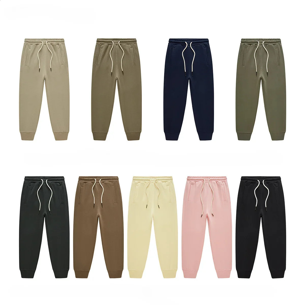 Autumn Kids Sweatpants Casual Sport 340G Terry Cotton Elastic Waist Teens Boys Girls Track Pants Cozy Soft Drawstring Trousers 240906