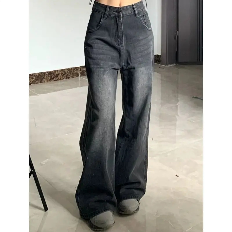 High Waiste Oversize Wide Leg Pant Vintage Streetwear Black Baggy Korean Jeans Denim Trousers Y2K Pants 240911