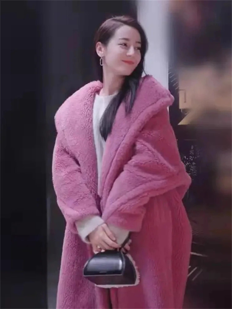 Thicken Warm Teddy Faux Fur Coats Loose Long Furry Jacket Women Winter Plush Casaco Korean High Quality Elegant Chaquetas 240911