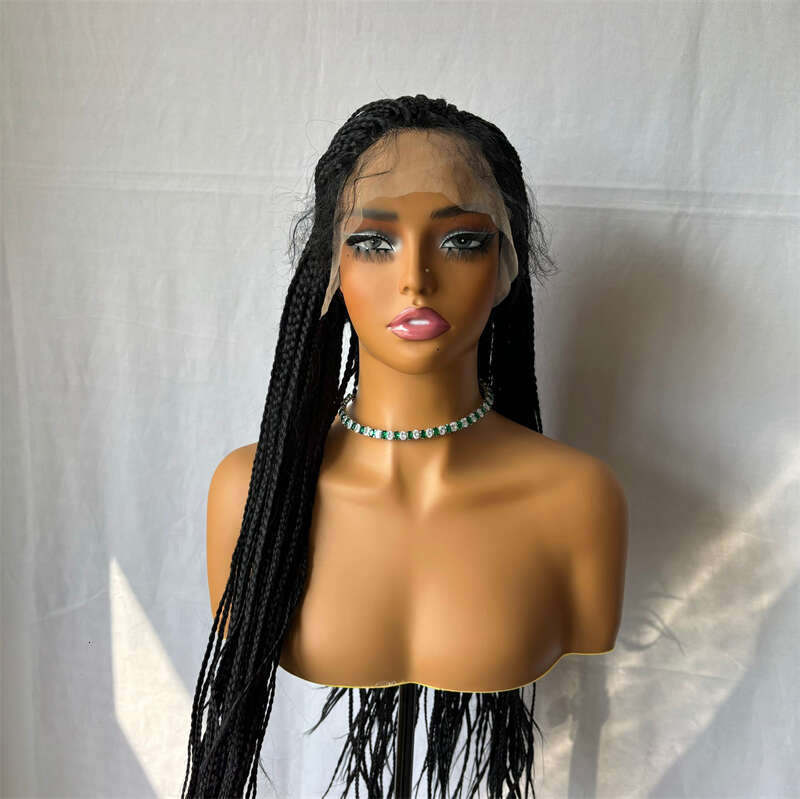 Synthetic HD Transparent Lace Front Braided Wig For Black Women Crochet Braid Braiding Hair Knotless Box Cornrow Braids Wigs
