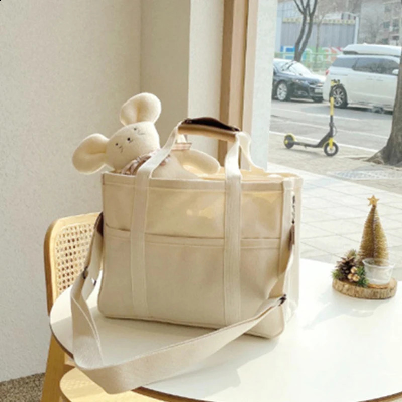 Womens Bag Canvas Large Capacity Multi Tote Handbag Layer Function Crossbody Shopping 240914