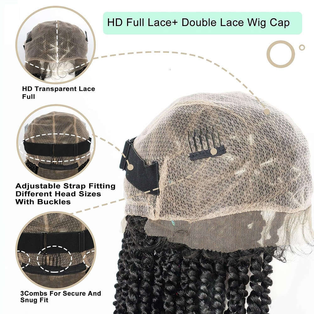 32Inch Senegalese Twists Double Full Lace Braided Wigs For Black Women 2X Box Knotless Synthetic Braid Wig With Baby Hair