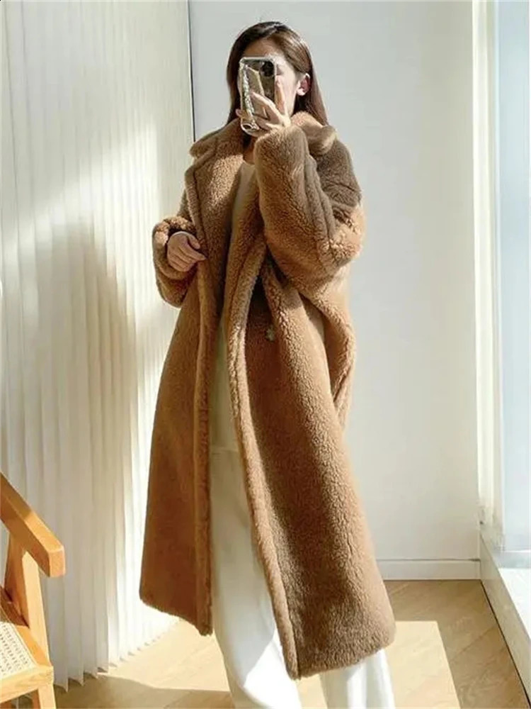 Thicken Warm Teddy Faux Fur Coats Loose Long Furry Jacket Women Winter Plush Casaco Korean High Quality Elegant Chaquetas 240911