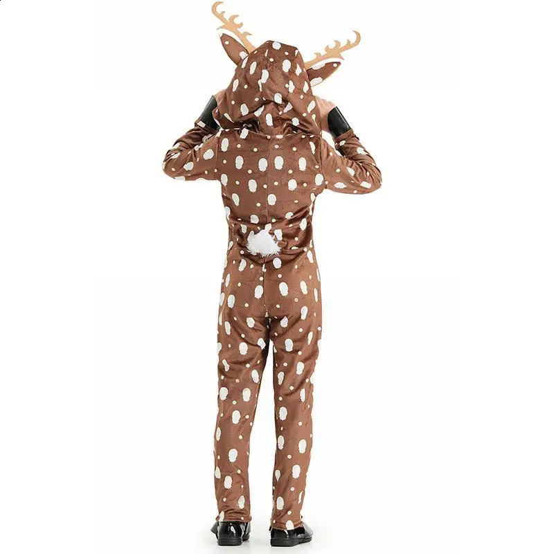 Kids Reindeer Costume Girls Deer Costume Unisex Crystal Velvet Warm Christmas Onesie For Role Play Party Cosplay Pajamas C2510236