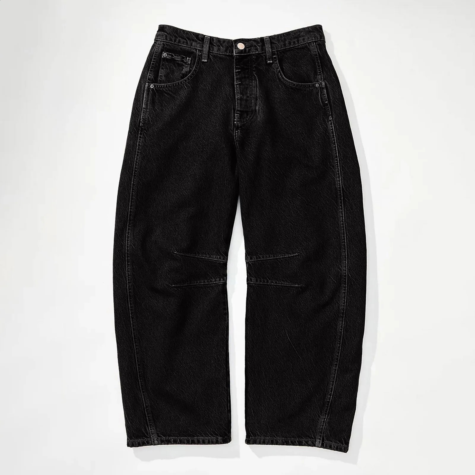 Loose Wide Leg Jeans Solid Color MidRise Barrel Denim Pants Spring Fall Casual Trousers Streetwear Punk Trendy Long 240904