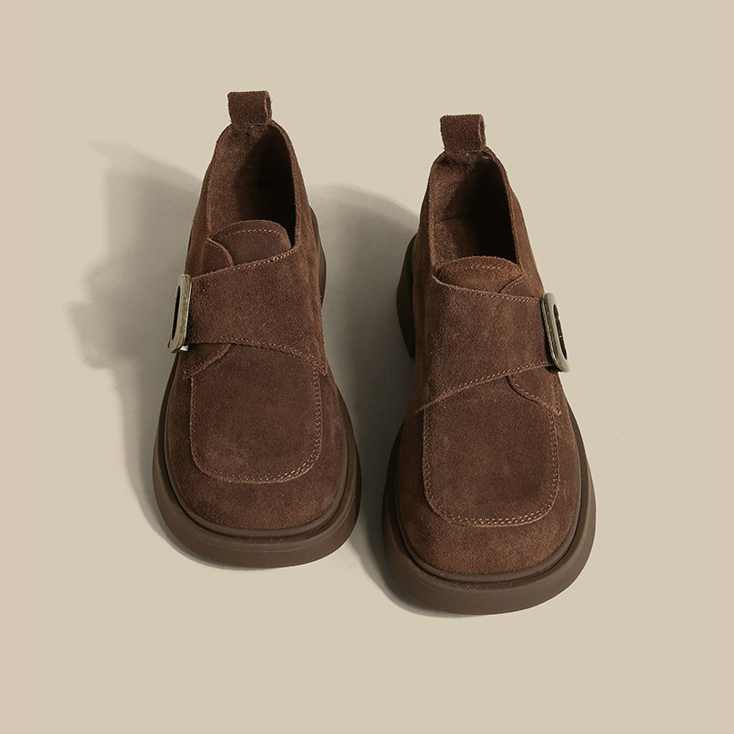 2024 Women's British Style Soft Leather Platform Loafers, Casual Retro Commuting Shoes, Spring/Summer e2a1