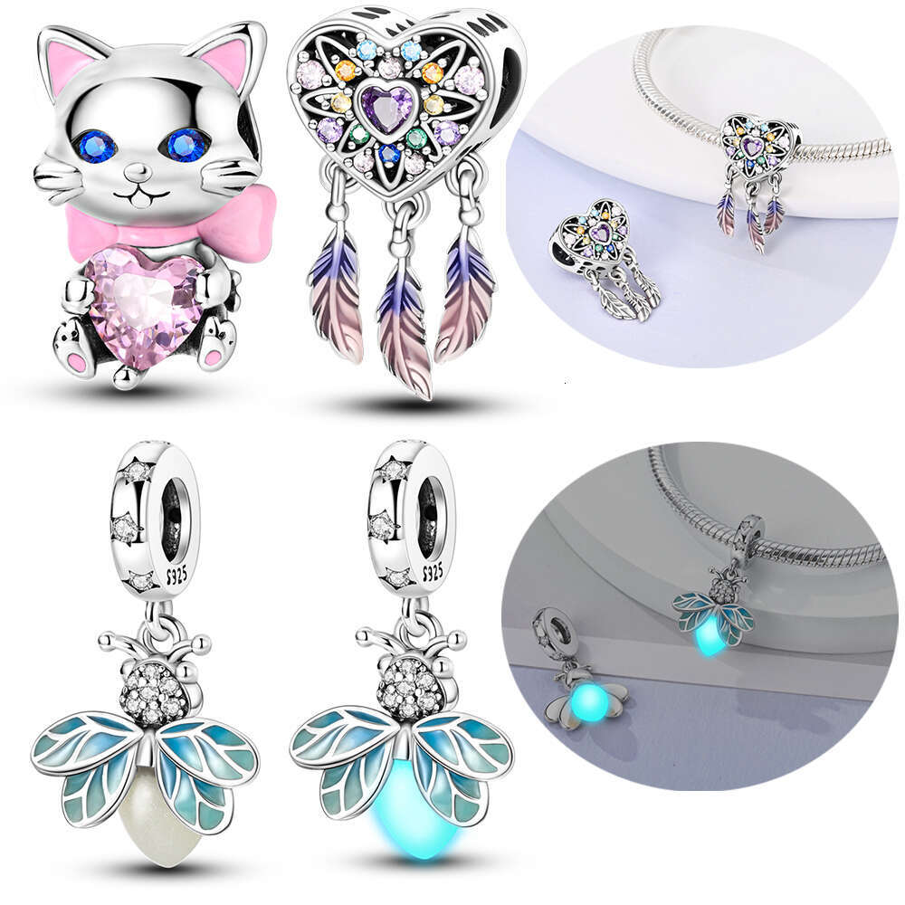 925 Hot Sale Sterling Silver Pink Series Charms Beads Fit Original Bracelet For Women Jewelry Making Gift