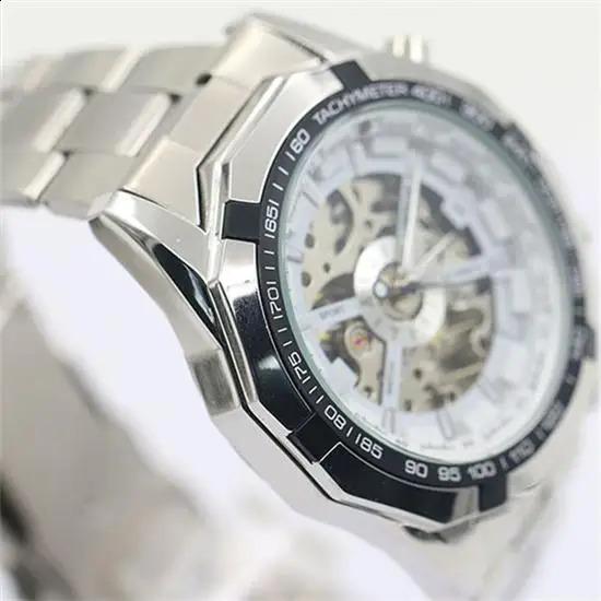 Fashion Men Mechanical Watch Men Stainless steel Skeleton Hand wind WristwatchRelogio hombre 240906