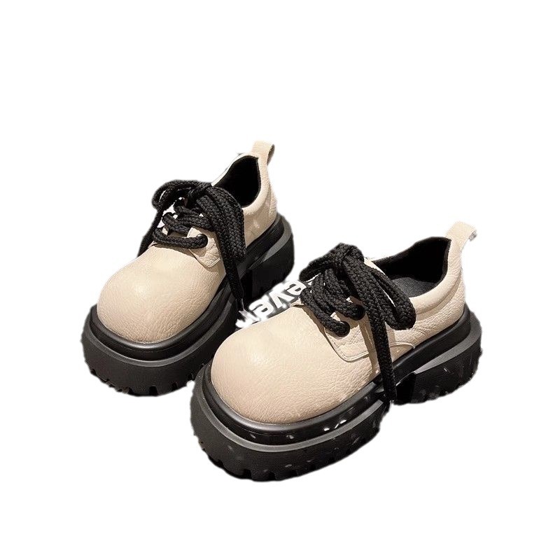 British Versatile Lace Up Big Toe Small Leather Low Top Single College Style Women's Shoes