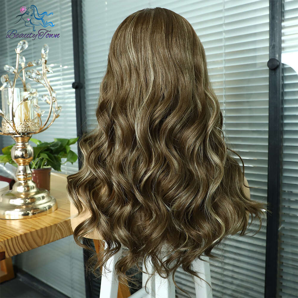 Highlight 13X3 Synthetic For Women Brown Loose Wave Ombre Blonde Short Bob Front Hd Lace Wigs