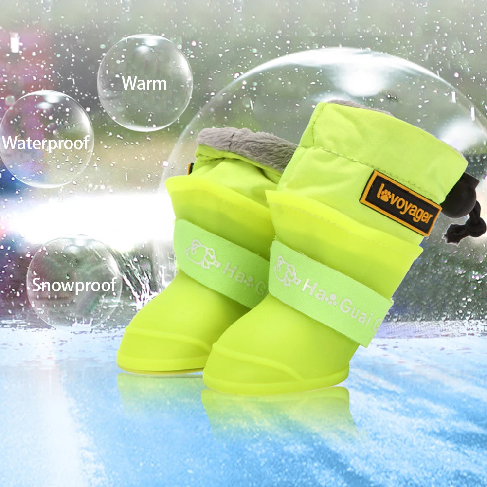 Warm Waterproof Pet Rain Shoes Small Medium Dog Winter Puppy Snow Boots Fleece Soft Silicon Adjustable Anti-Slip Pet Rain Boots 240907