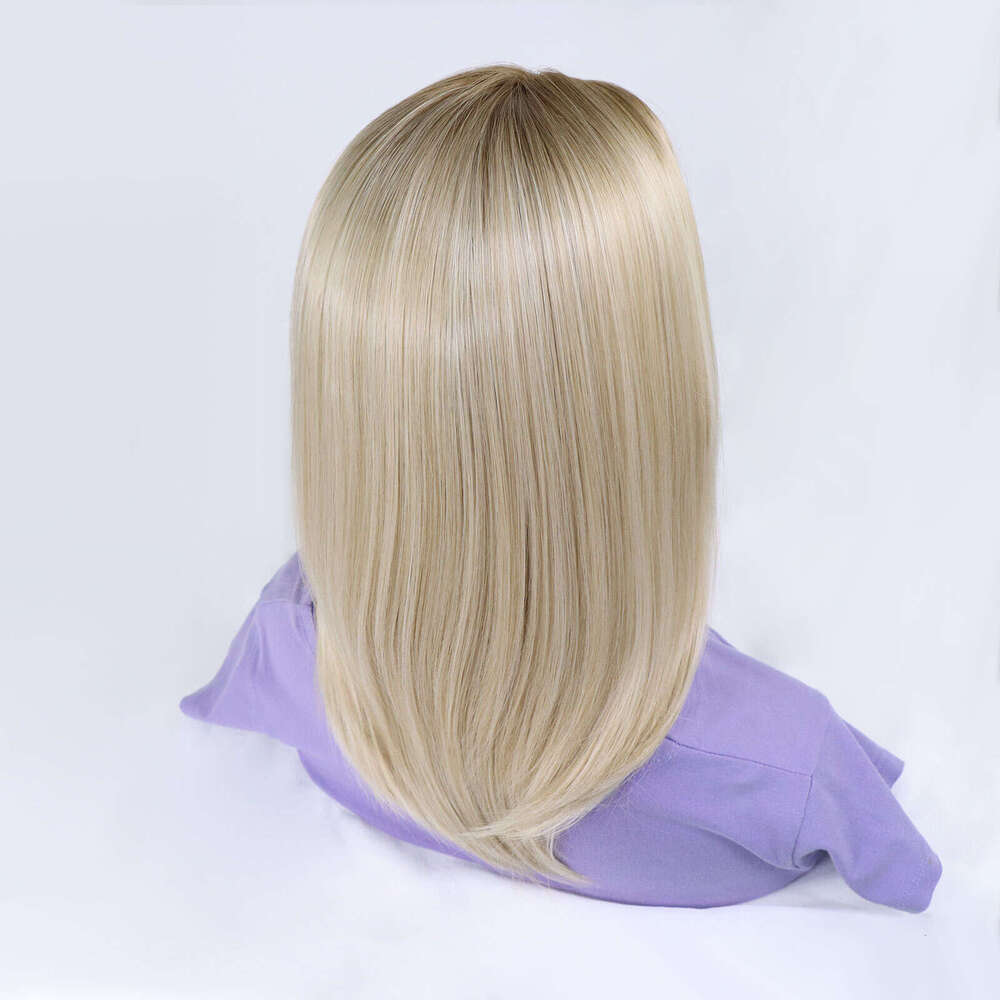 Highlight Blonde Synthetic Lace Front 12 Inch Short Bob Wigs Silky Straight Glueless Ombre Colored Frontal Wig For Women