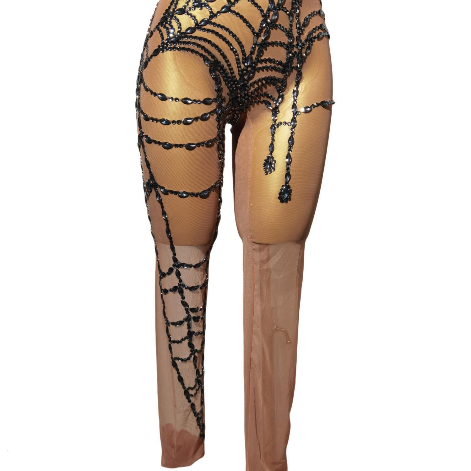 Sparkly Dias Stretchy Jumpsuit Women Performance Dance Costume Sleeveless Rompers Party Birthday Outfit Stage Wear Zhuwang