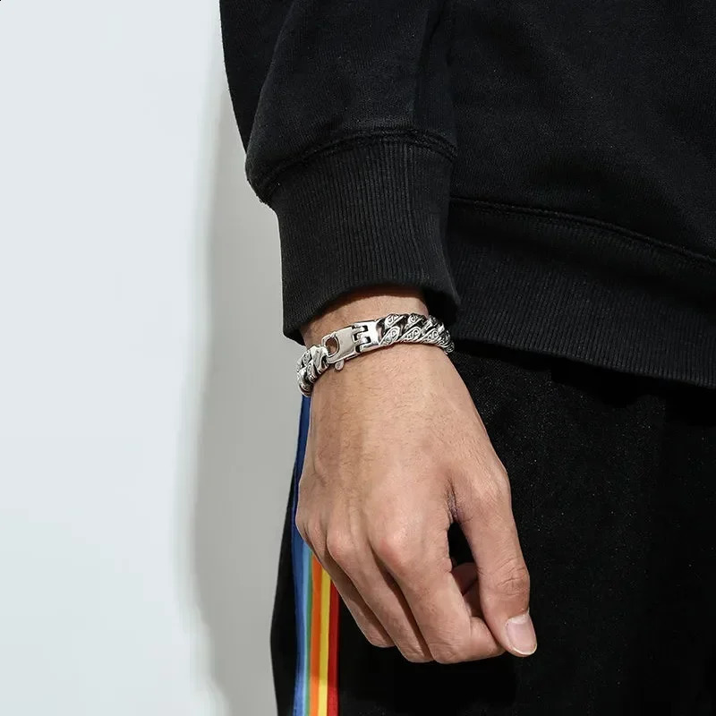 CHUANGCHENG Fashion Pure Silver Italian Charm Mens Bracelet Jewelry Chain 925 Original 240912