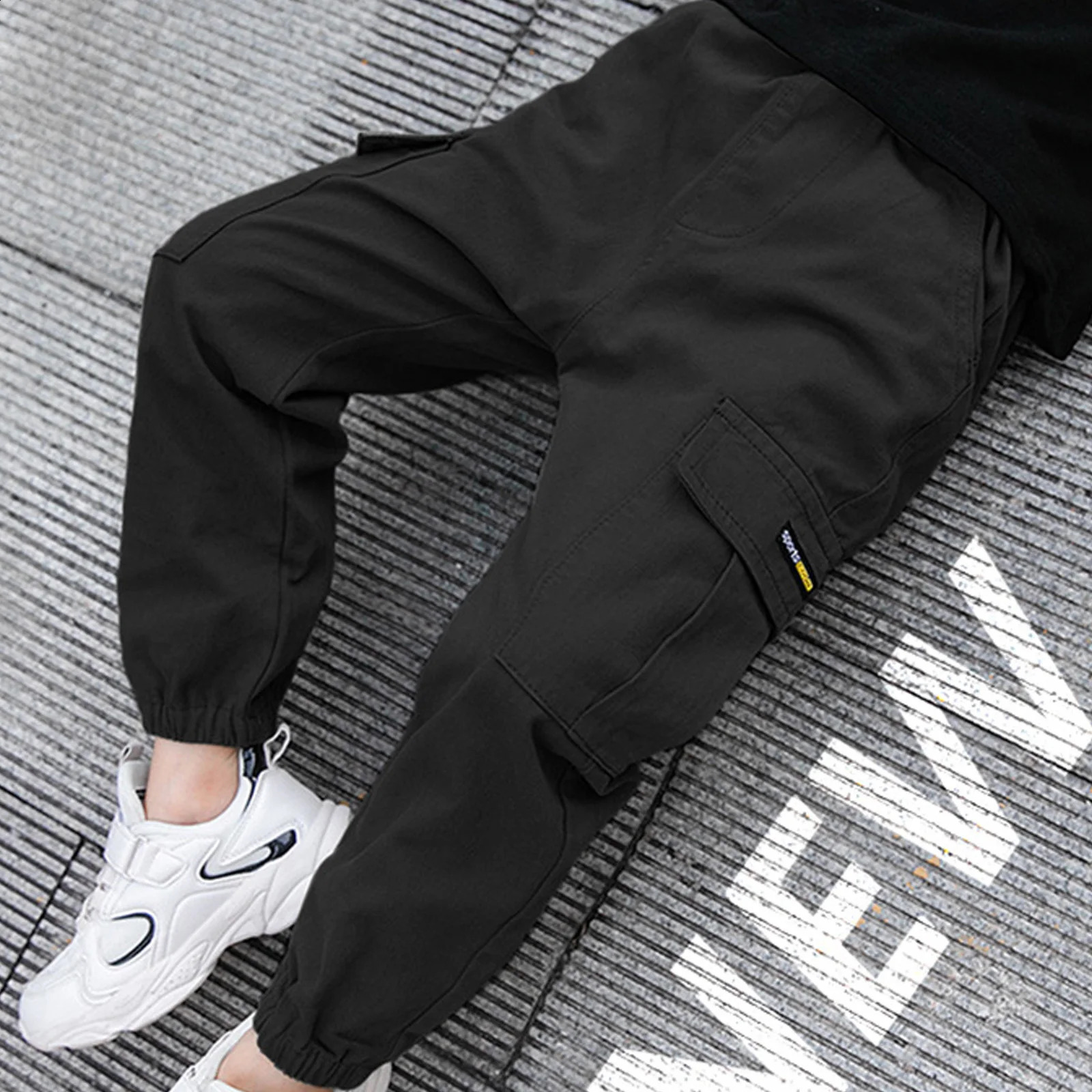 Kids Boys Sports Pants Fashion Pure Color Casual Cargo Pants For Teenage Boys Jogger Pants Children Trousers 6 8 10 12 14 Year 240906
