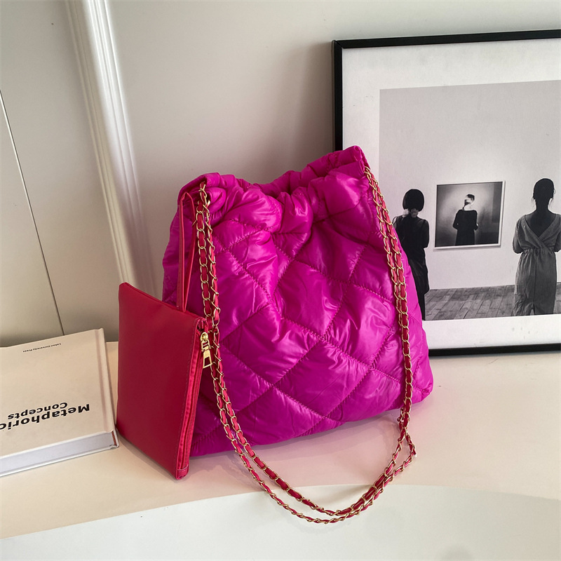Brand Designer Canvas Plaid Quilted Women's Shoulder Bag Casual Chain Crossbody Bag Large Square Handbag and Purse