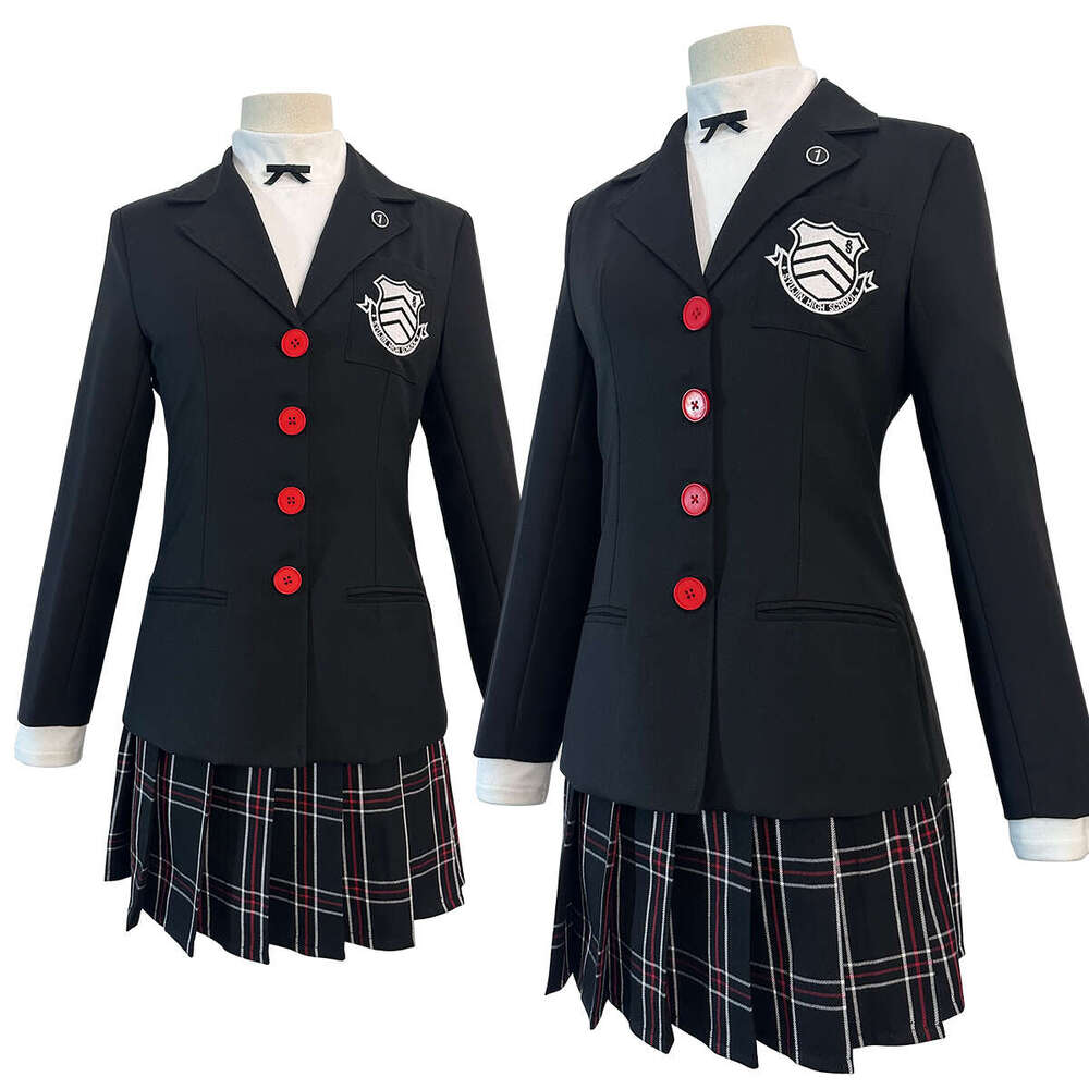 HOLOUN P5 Game Kasumi Yoshizawa Cosplay Costume Wig Uniform Embroidery School Badge Suit Plaid JK Skirt Shirt Rose Net