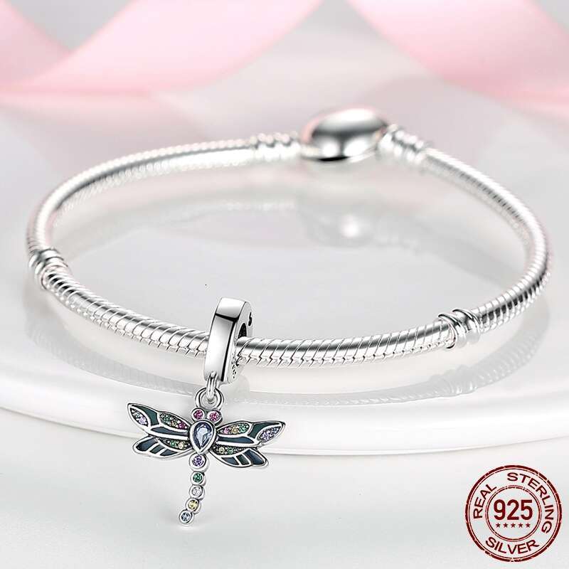 925 Sterling Silver Sparking Dragoy Butterfly Fit Original Bracelet Necklace DIY Bead For Women Jewelry Making Gift
