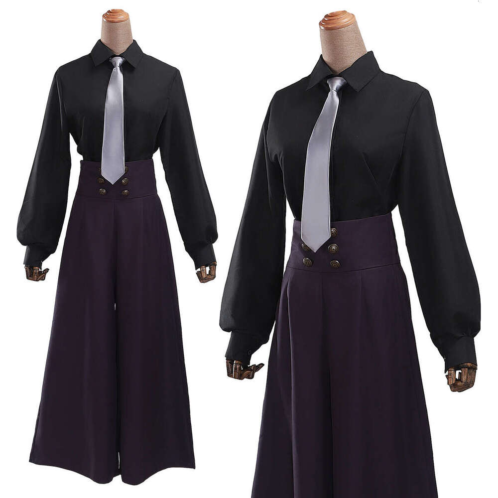 HOLOUN Jujutsu JJK Manga Anime Mei Cosplay Costume Black Shirt Purple Pants Tie Daily Wearing Gift