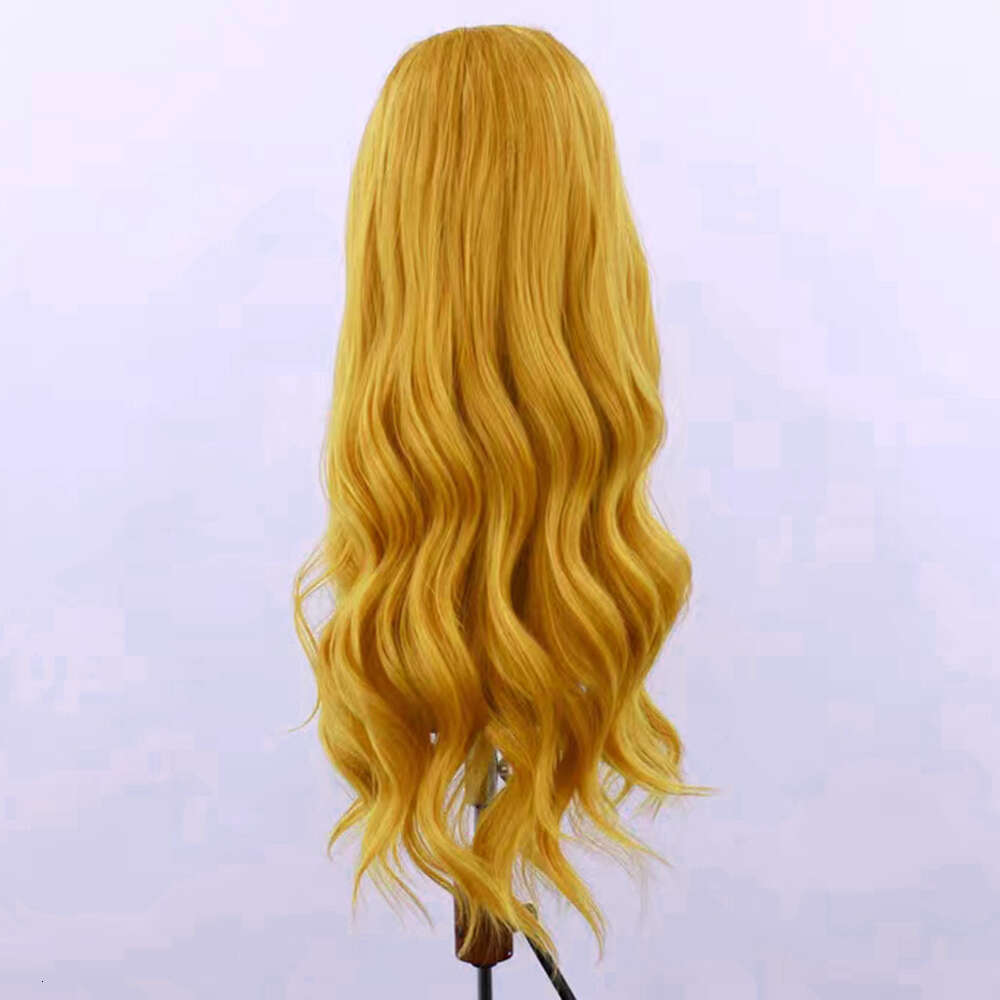 AIMEYA Yellow Lace Front For Women Girls Long Natural Wave Synthetic Wig Soft Heat Resistant Hair Daily Use Cosplay Wigs