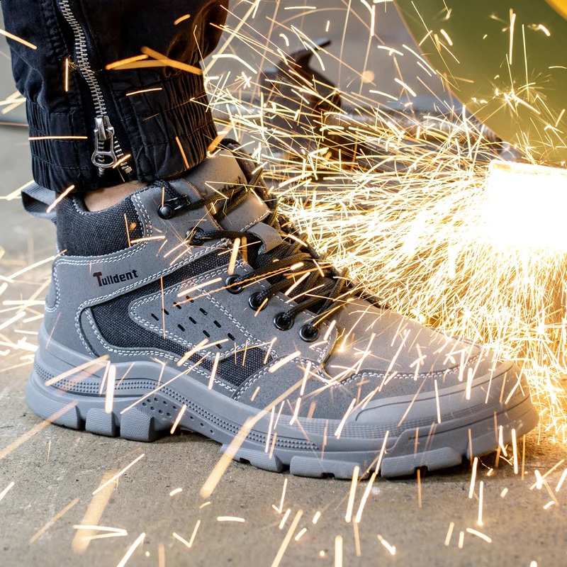 Safety Shoes Men With Steel Toe Cap Anti-smash Men Work Shoes Sneakers Light Puncture-Proof Indestructible Shoes Drop 241226